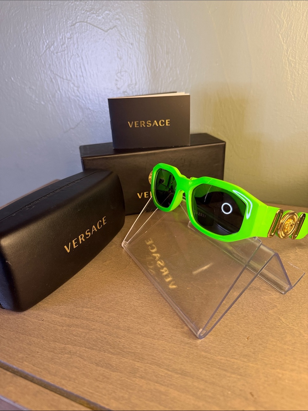 Versace Neon Green Sunglasses with Black lenses NWT